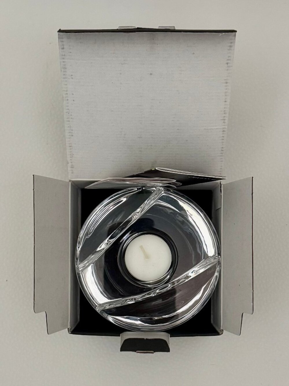 Orrefors Milano Design Martti Rytkonen Crystal Voltive Candle Holder NEW IN BOX